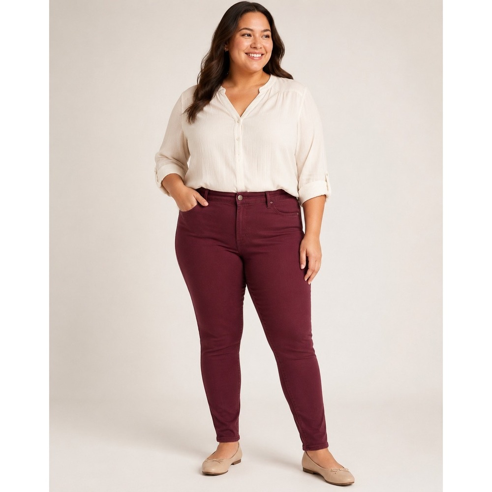 Old Navy Rockstar Womens 18 Regular Burgundy Mid Rise Skinny Stretch Jeans
